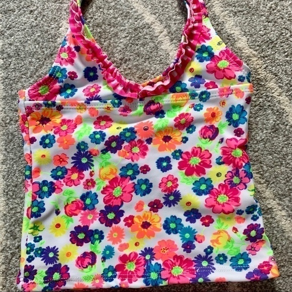 Jantzen Neon Floral Halter Tankini 4 - Picture 2 of 5